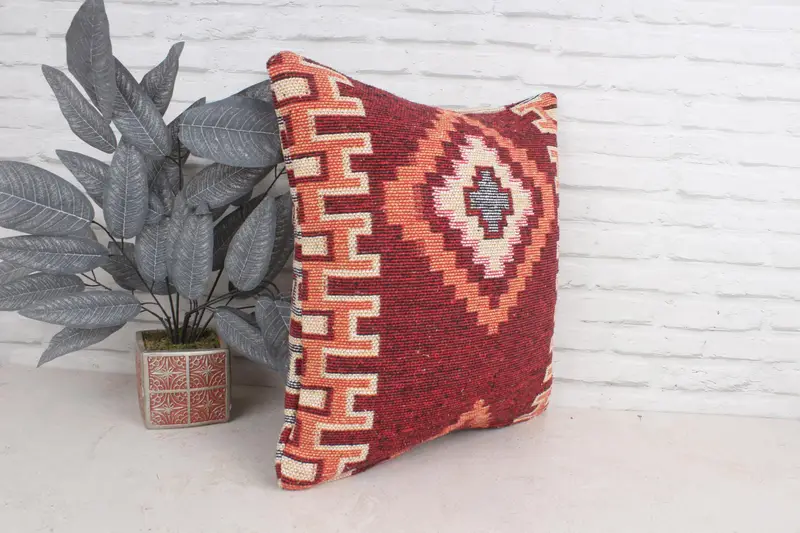 20x20 Red Cushion Cover, Boho Pillow, Interior Designer Pillow, Home Decor Pillow, Retro Throw Pillow Case, Aesthetic Cushion Cover, Pillow Cover - 3