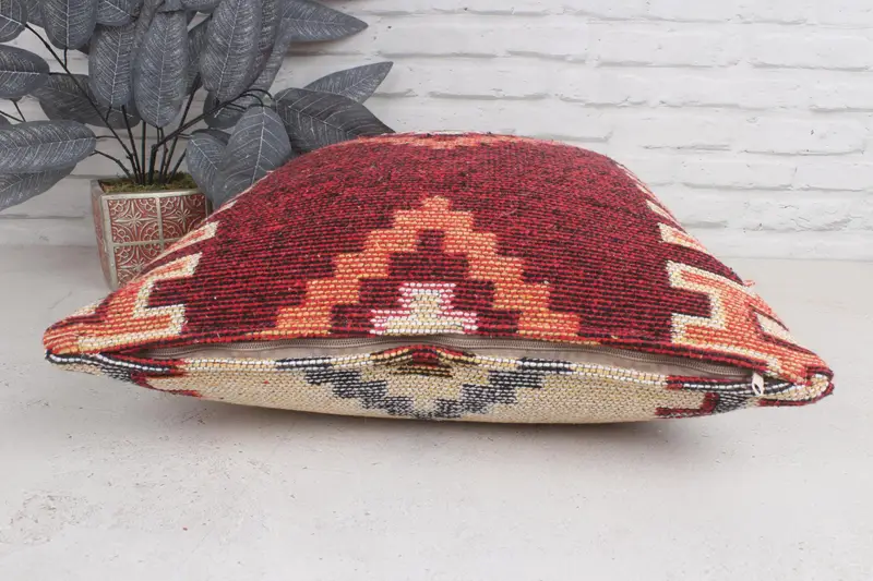 20x20 Red Cushion Cover, Boho Pillow, Interior Designer Pillow, Home Decor Pillow, Retro Throw Pillow Case, Aesthetic Cushion Cover, Pillow Cover - 5