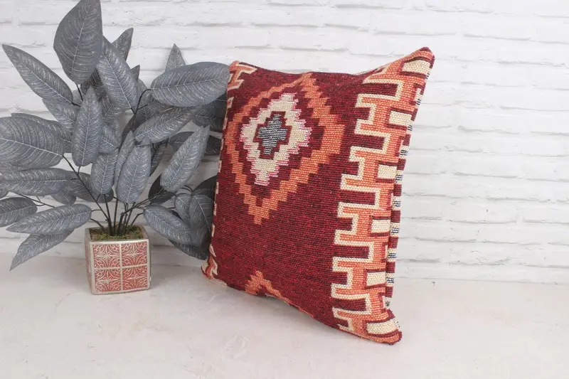 20x20 Red Cushion Cover, Boho Pillow, Interior Designer Pillow, Home Decor Pillow, Retro Throw Pillow Case, Aesthetic Cushion Cover, Pillow Cover - 4