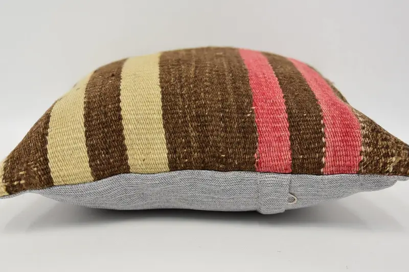 Toss Cushion Case, Kilim Pillow, Cushion, 12x12 Brown Pillow Cover, Ethnical Kilim Rug Pillow, Ethnic Cushion, Home Decor Pillow - 5