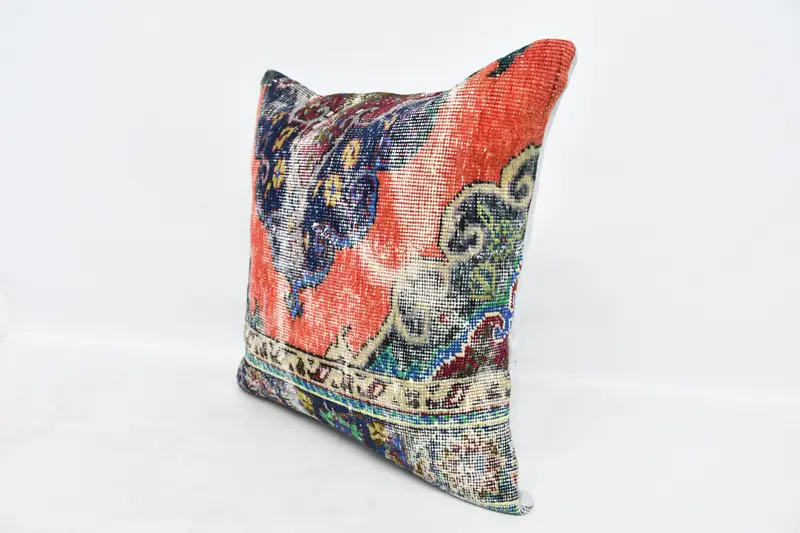 Gift Pillow, Art Deco Cushion Cover, 28x28 Red Pillow Case, Meditation Pillow Sham, Handmade Kilim Cushion, Pillow Sham, Interior Designer Pillow - 4