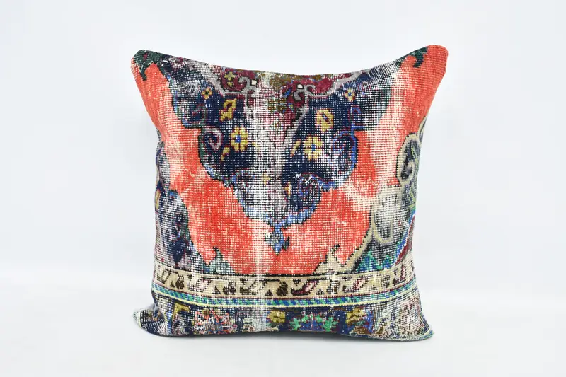 Gift Pillow, Art Deco Cushion Cover, 28x28 Red Pillow Case, Meditation Pillow Sham, Handmade Kilim Cushion, Pillow Sham, Interior Designer Pillow - 1