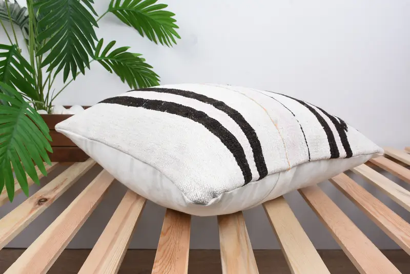 Cotton Cushion Case, Kilim Pillow, Home Decor Pillow, Kilim Cushion Sham, Decorative Cushion Case, 20x20 White Cushion, Cushion - 6