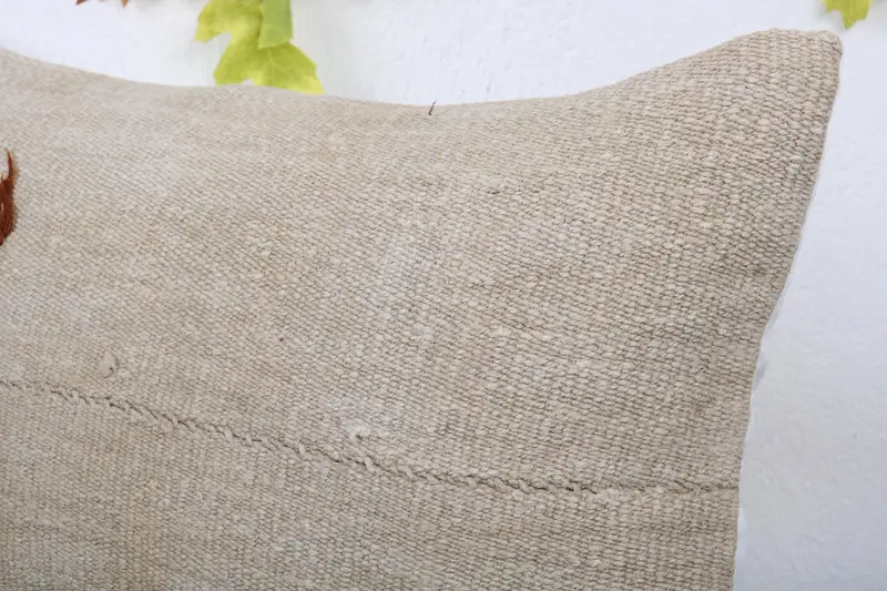 Turkish Pillow, Boho Pillow Sham Cover, 16x24 Beige Pillow, Pillow for Couch, Nomadic Pillow Sham, Pillow Cover, Handwoven Pillow Cover Pillow Sham - 5