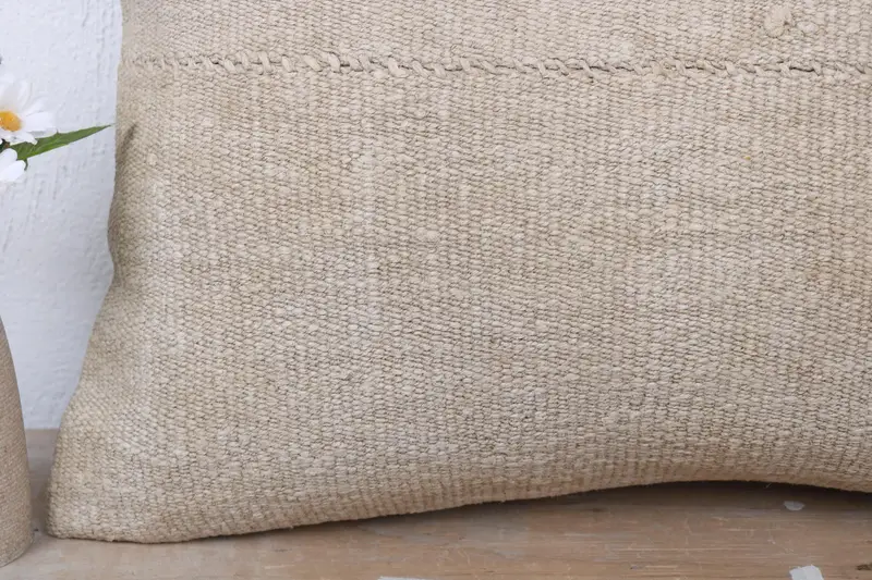 Turkish Pillow, Boho Pillow Sham Cover, 16x24 Beige Pillow, Pillow for Couch, Nomadic Pillow Sham, Pillow Cover, Handwoven Pillow Cover Pillow Sham - 3