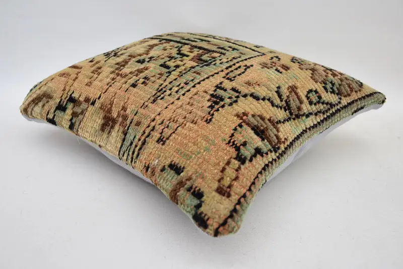 Pillow Cover, Hippie Throw Pillow Sham, 14x14 Beige Cushion Case, Vintage Kilim Pillow, Kilim Cushion Sham, Handwoven Pillow, Kilim Pillow - 5