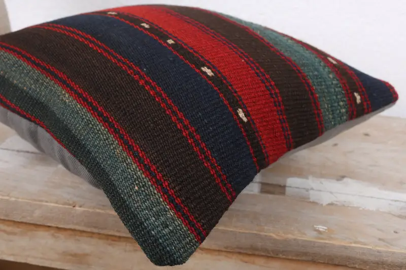 Cushion Case, Ethnical Kilim Rug Pillow, Kilim Cushion Sham, Gift Pillow, Traditional Cushion Case, 12x12 Red Pillow Cover, Bed Cushion - 4