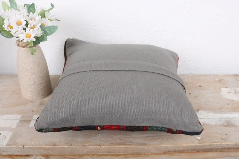 Cushion Case, Ethnical Kilim Rug Pillow, Kilim Cushion Sham, Gift Pillow, Traditional Cushion Case, 12x12 Red Pillow Cover, Bed Cushion - 7