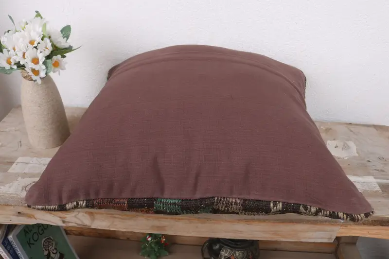 16x16 Brown Pillow, Pillow, Pattern Throw Pillow Case, Pillow for Couch, Vintage Kilim Pillow, Vintage Kilim Throw Pillow - 7