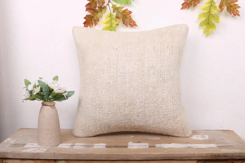Boho Pillow Sham Cover, Cushion, Morroccon Kilim Cushion Cushion Cover, 16x16 White Cushion Case, Vintage Kilim Throw Pillow, Antique Pillows - 1