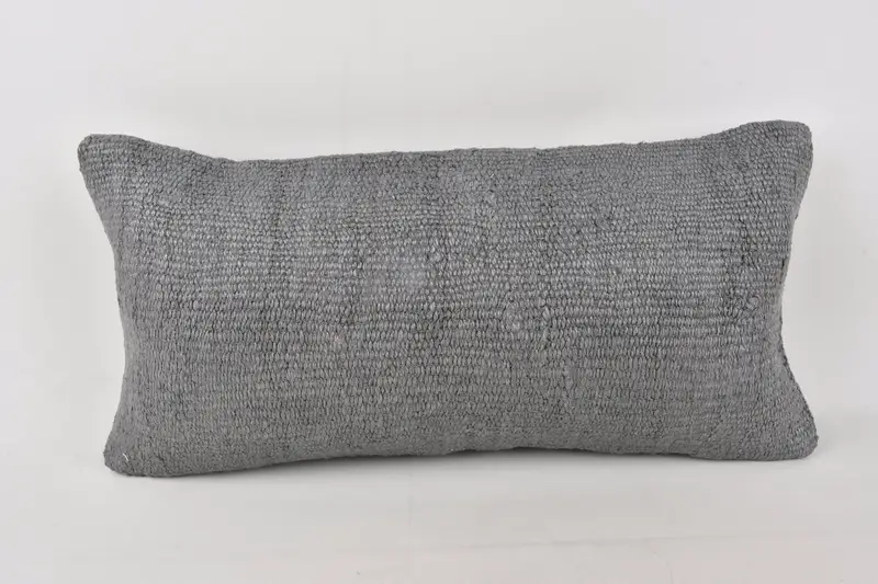 Kilim Cushion Sham, Turkish Corner Cushion Case, Antique Pillows, 12x24 Gray Pillow Case, Cushion Case, Handmade Kilim Cushion - 1