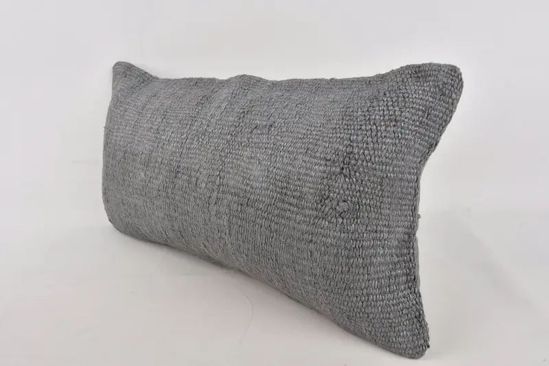 Kilim Cushion Sham, Turkish Corner Cushion Case, Antique Pillows, 12x24 Gray Pillow Case, Cushion Case, Handmade Kilim Cushion - 4