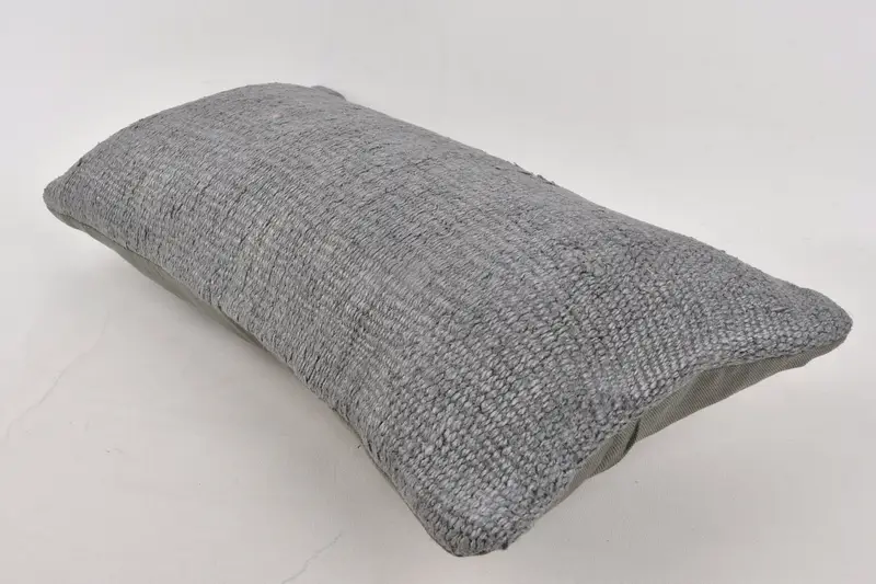 Kilim Cushion Sham, Turkish Corner Cushion Case, Antique Pillows, 12x24 Gray Pillow Case, Cushion Case, Handmade Kilim Cushion - 6