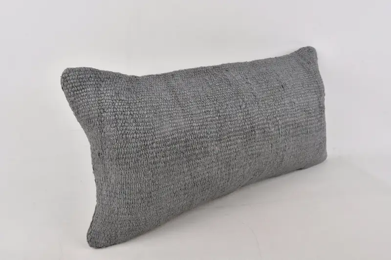 Kilim Cushion Sham, Turkish Corner Cushion Case, Antique Pillows, 12x24 Gray Pillow Case, Cushion Case, Handmade Kilim Cushion - 3