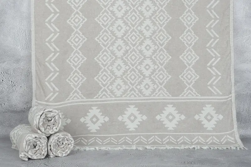 カスタムブラウントルコビーチタオル、ベージュ、40x73インチ