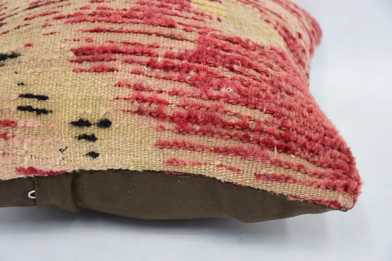 Boho Pillow Sham Cover, 12x12 Beige Pillow Sham, Kilim Rug Cushion Cover, Vintage Kilim Pillow, Cushion Case, Turkish Kilim Pillow - 5