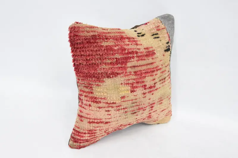 Boho Pillow Sham Cover, 12x12 Beige Pillow Sham, Kilim Rug Cushion Cover, Vintage Kilim Pillow, Cushion Case, Turkish Kilim Pillow - 3