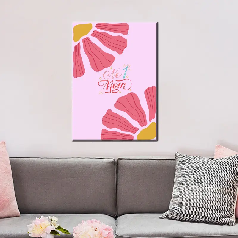 Pink Abstract Floral Canvas, Modern Botanical Wall Art, Mother's Day Gift, Home Decor - 1