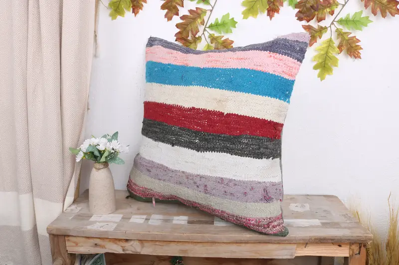 Vintage Kilim Throw Pillow, 20x20 White Pillow Case, Pillow for Couch, Pillow, Boho Throw Pillow Cover, Handmade Kilim Cushion, Vintage Pillow Case - 4