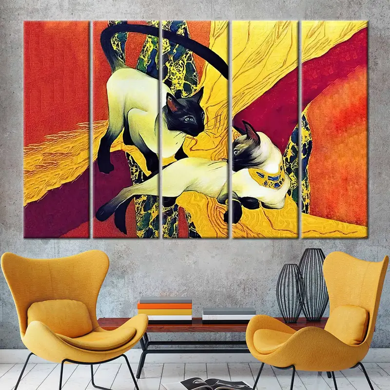 Siamese Cats, Gustav Klimt Painting, Siamese Cats Canvas, Gustav Klimt, Klimt Painting, Reproduction Wall Art, Famous Wall Art, Cat Print, - 4