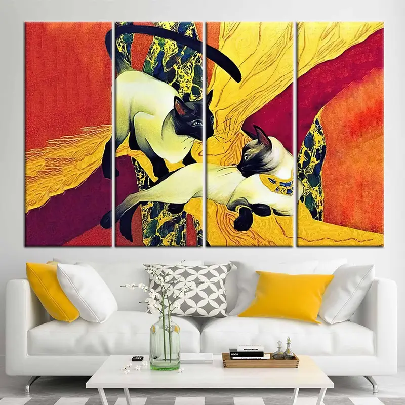 Siamese Cats, Gustav Klimt Painting, Siamese Cats Canvas, Gustav Klimt, Klimt Painting, Reproduction Wall Art, Famous Wall Art, Cat Print, - 3