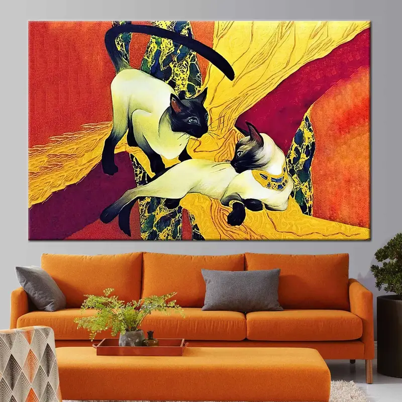 Siamese Cats, Gustav Klimt Painting, Siamese Cats Canvas, Gustav Klimt, Klimt Painting, Reproduction Wall Art, Famous Wall Art, Cat Print, - 1