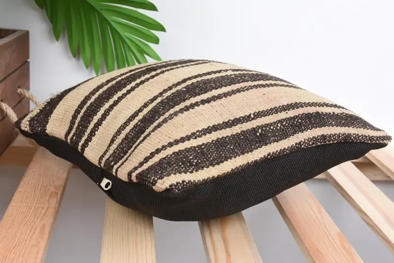 Kilim Cushion Sham, Boho Pillow Sham Cover, Cushion Cover, Traditional Pillow Case, 12x12 Beige Cushion Case, Antique Pillows - 6