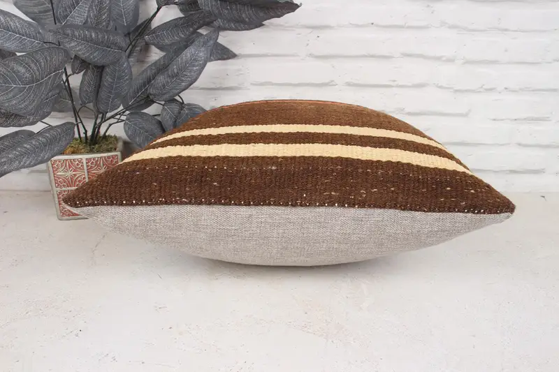 18x18 Brown Pillow Sham, Floor Pillow Sham, Gift Pillow, Kilim Cushion Sham, Sofa Cushion Case, Pillow Sham, Turkish Pillow, Bohemian Cushion Pillow - 5