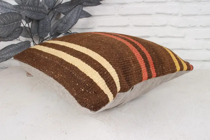 18x18 Brown Pillow Sham, Floor Pillow Sham, Gift Pillow, Kilim Cushion Sham, Sofa Cushion Case, Pillow Sham, Turkish Pillow, Bohemian Cushion Pillow - 6
