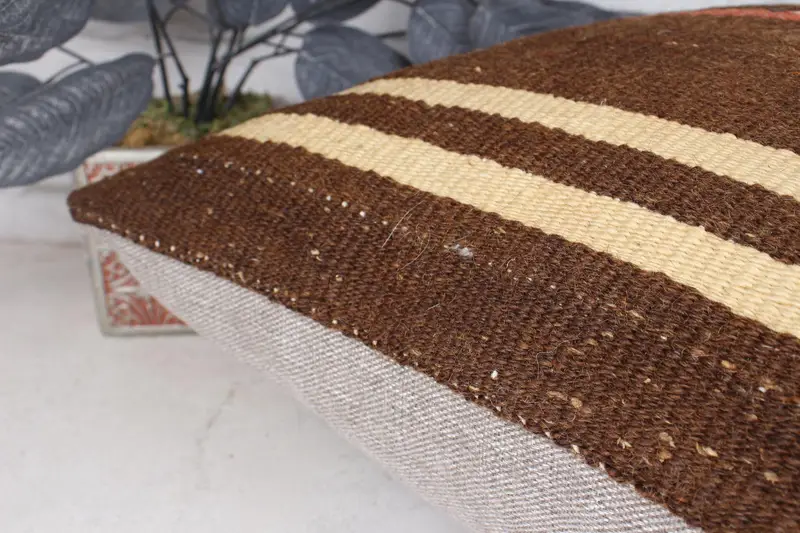 18x18 Brown Pillow Sham, Floor Pillow Sham, Gift Pillow, Kilim Cushion Sham, Sofa Cushion Case, Pillow Sham, Turkish Pillow, Bohemian Cushion Pillow - 7