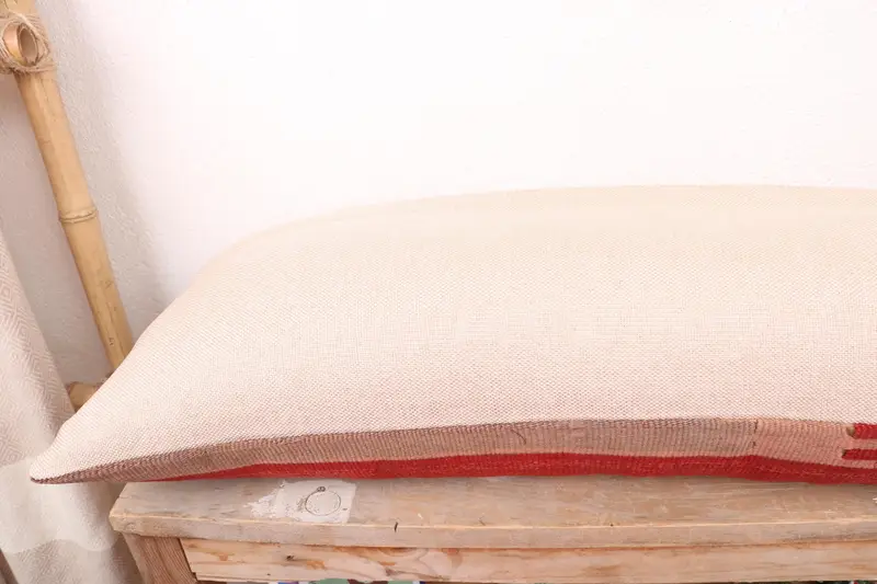 Ethnical Kilim Rug Pillow, 12x36 Red Cushion Cover, Vintage Kilim Throw Pillow, Cushion Case, Car Pillow Case, Rustic Cushion, Kilim Pillow - 7