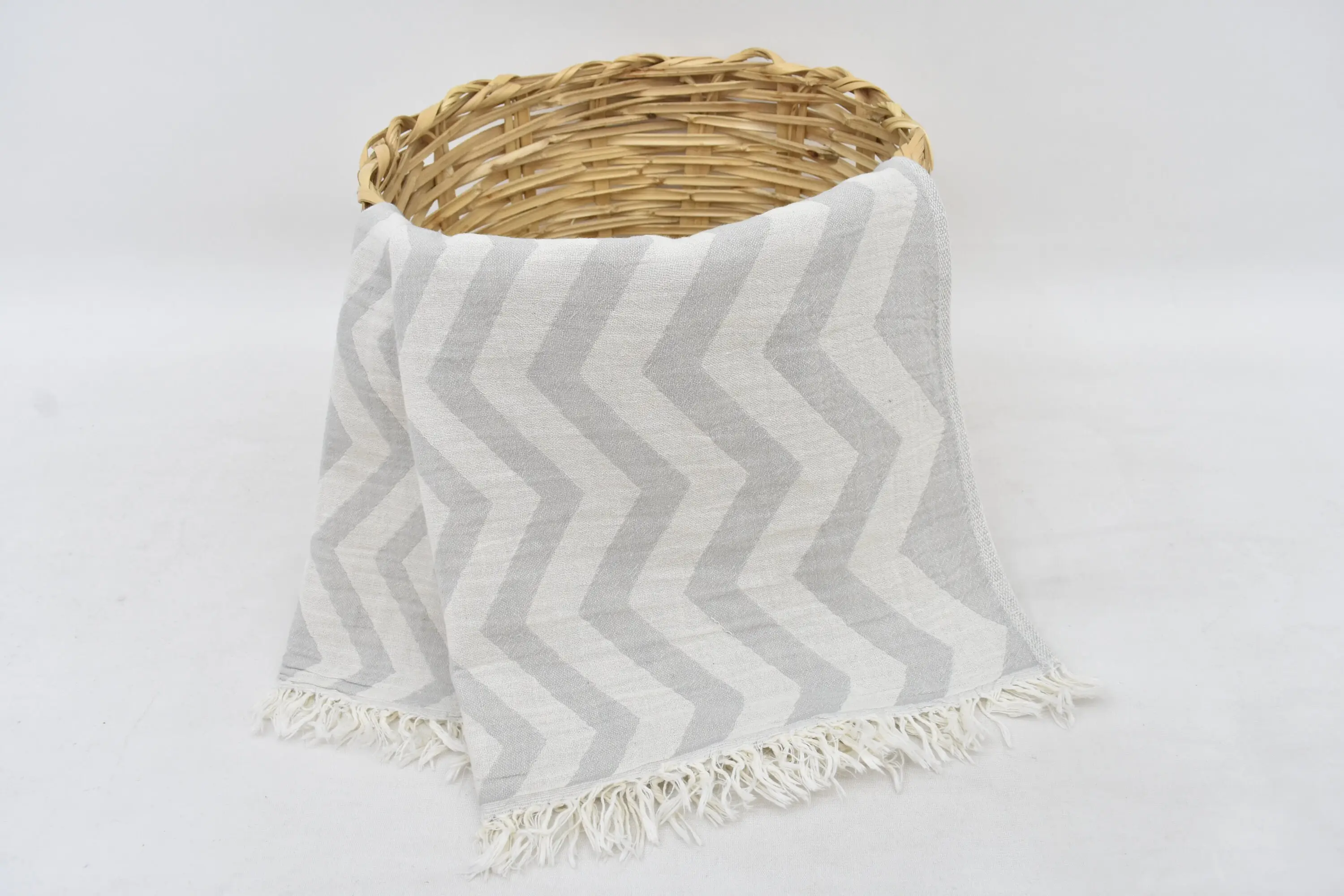 Personalized Gift Light Gray Zigzag Design Tea Towel, 40x24 Inches - 1