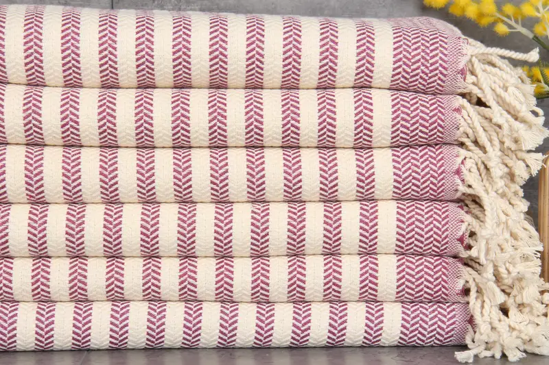 Personalized Turkish Beach Towel Beige Chevron, 40x71 Inches