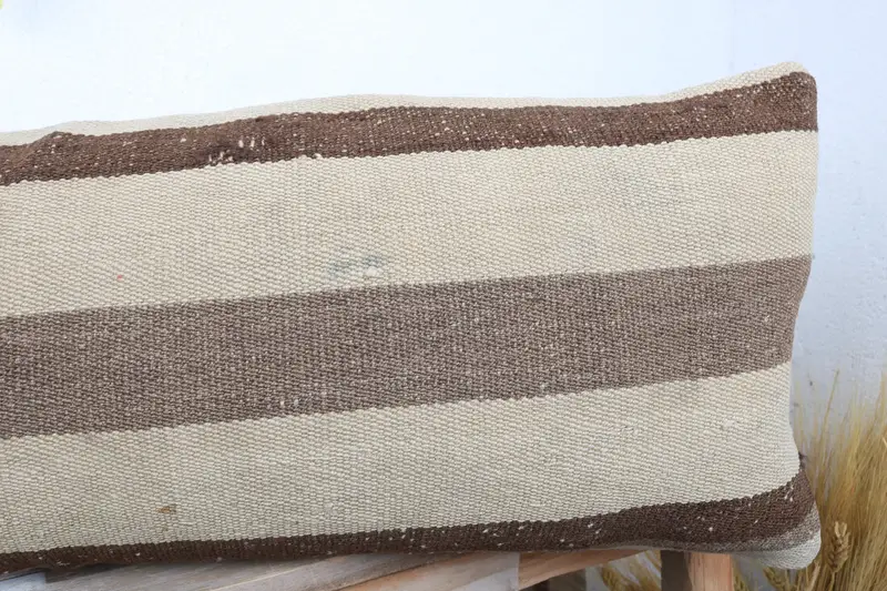 Turkish Pillow, 12x36 Beige Pillow, Indoor Pillow Case, Pattern Throw Pillow Cover, Cushion, Vintage Kilim Pillow, Boho Pillow Sham Cover - 5