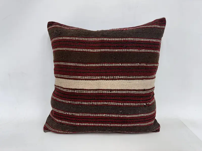 Neutral Pillow, Boho Pillow, 24x24 Red Pillow, Cushion Case, Vintage Kilim Throw Pillow, Boho Pillow Sham Cover, Ikat Pillow Case - 1