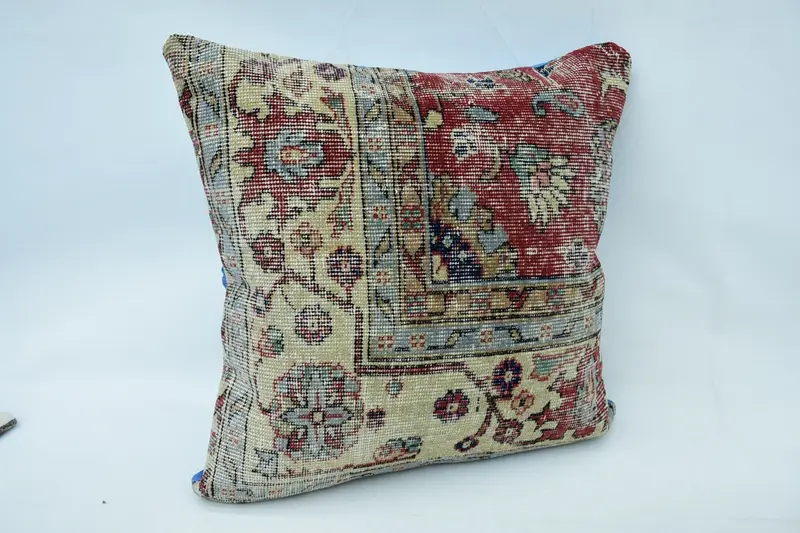 Cushion, Turkish Pillow, Vintage Kilim Throw Pillow, Ethnic Pillow Cover Cushion Cover, 24x24 Red Pillow Case, Ethnical Kilim Rug Pillow - 2
