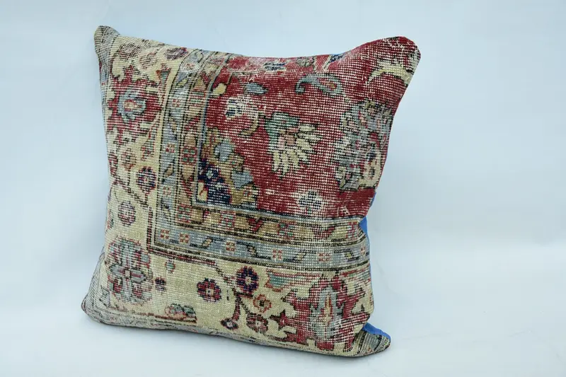 Cushion, Turkish Pillow, Vintage Kilim Throw Pillow, Ethnic Pillow Cover Cushion Cover, 24x24 Red Pillow Case, Ethnical Kilim Rug Pillow - 3