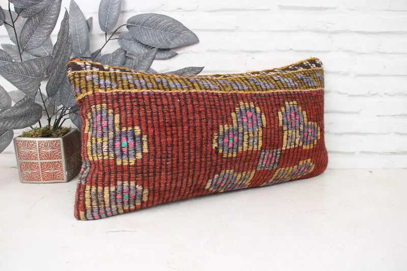 Gift Pillow, Cushion Cover, 12x24 Red Pillow Case, Neutral Pillow Cover, Ethnical Kilim Rug Pillow, Aesthetic Cushion Cover, Pillow for Couch - 3