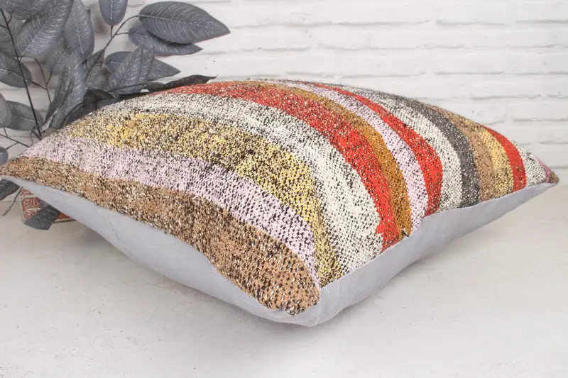 Vintage Kilim Throw Pillow, Pet Cushion, Natural Cushion, Cushion, Luxury Pillow Sham, Boho Pillow Sham Cover, 24x24 Red Cushion, Turkish Pillow - 6