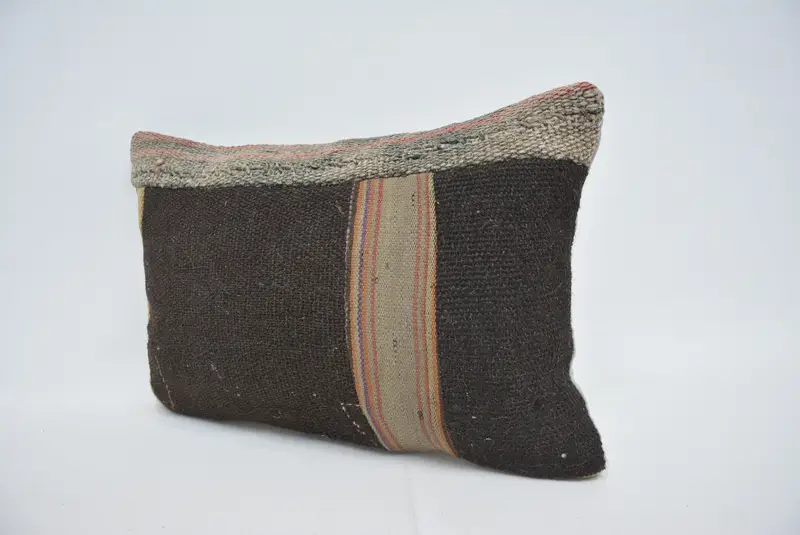 Boho Pillow Sham Cover, 16x24 Brown Pillow Sham, Hippie Throw Pillow, Interior Designer Pillow, Pillow, Vintage Kilim Throw Pillow - 6