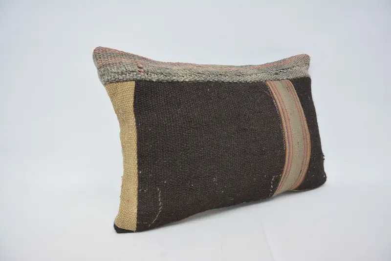 Boho Pillow Sham Cover, 16x24 Brown Pillow Sham, Hippie Throw Pillow, Interior Designer Pillow, Pillow, Vintage Kilim Throw Pillow - 3