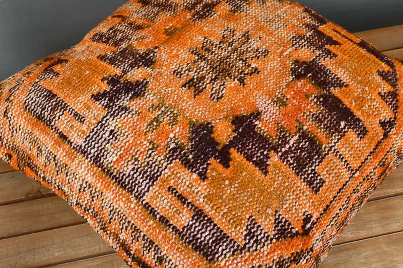 Home Decor Pillow, Vintage Kilim Throw Pillow, Cushion Case, Turkish Kilim Pillow, Bench Pillow, Indoor Cushion, 24x24 Orange Pillow - 4