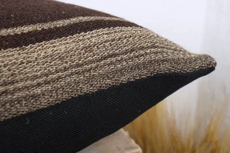 Home Decor Pillow, 16x24 Brown Cushion, Throw Kilim Pillow, Pillow Sham, Neutral Pillow Sham, Pillow for Couch, Wool Kilim Pillow Pillow Cover - 6