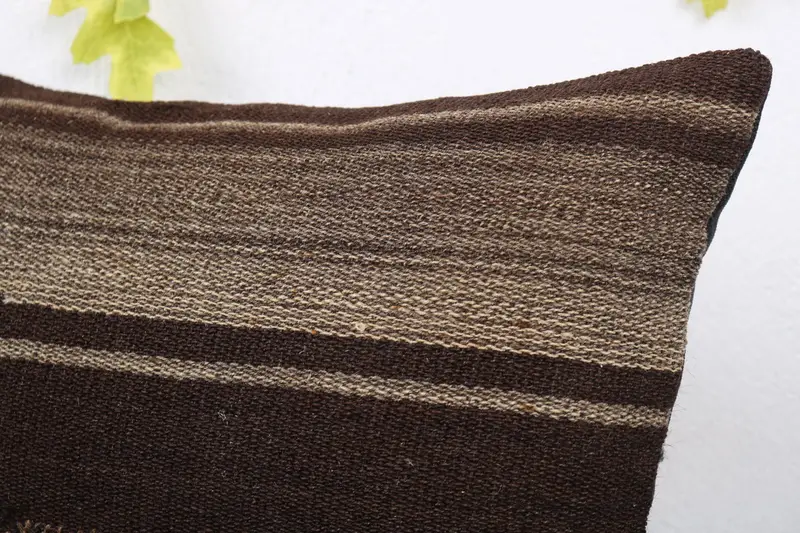 Home Decor Pillow, 16x24 Brown Cushion, Throw Kilim Pillow, Pillow Sham, Neutral Pillow Sham, Pillow for Couch, Wool Kilim Pillow Pillow Cover - 5
