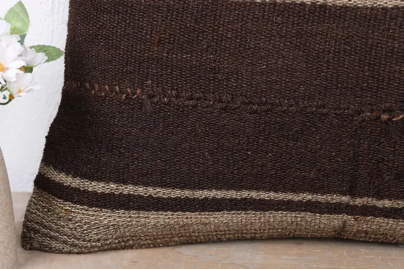 Home Decor Pillow, 16x24 Brown Cushion, Throw Kilim Pillow, Pillow Sham, Neutral Pillow Sham, Pillow for Couch, Wool Kilim Pillow Pillow Cover - 3