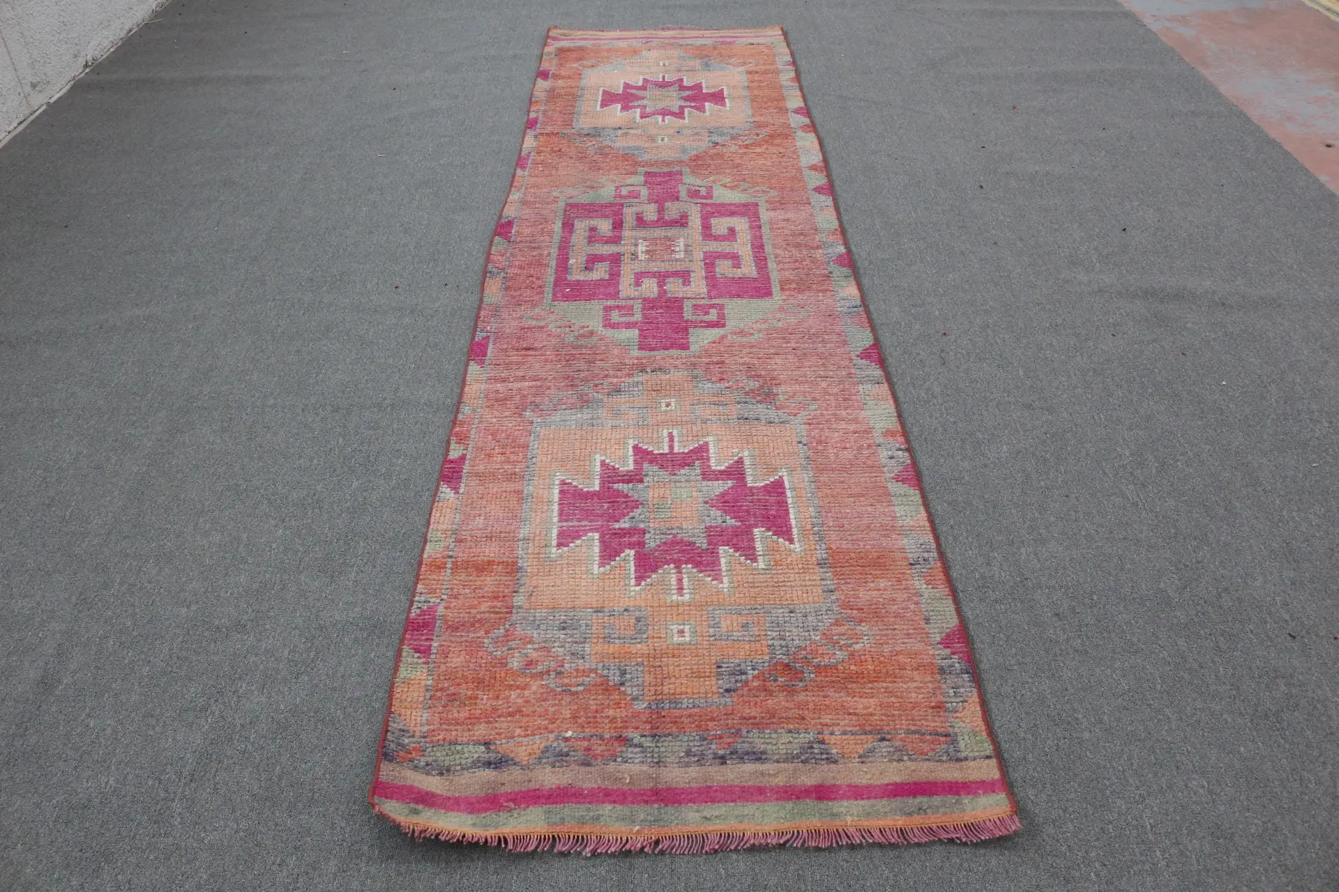 Türkischer Teppich, Läufer 2,9x10,9 ft Vintage Teppich, roter orientalischer Wollteppich - 1