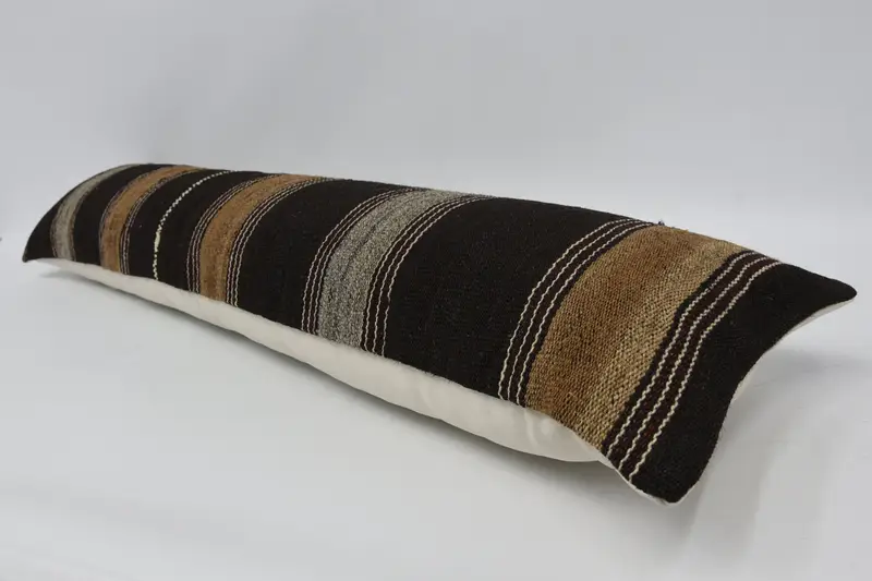 Custom Cushion Cover, 12x48 Brown Pillow Case, Turkish Kilim Pillow, Pillow Sham, Bench Cushion, Boho Pillow Sham Cover, Throw Kilim Pillow - 5