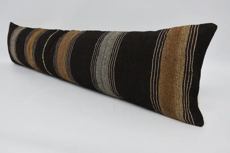 Custom Cushion Cover, 12x48 Brown Pillow Case, Turkish Kilim Pillow, Pillow Sham, Bench Cushion, Boho Pillow Sham Cover, Throw Kilim Pillow - 4