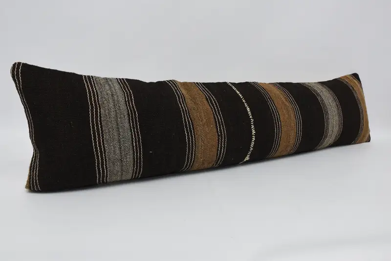 Custom Cushion Cover, 12x48 Brown Pillow Case, Turkish Kilim Pillow, Pillow Sham, Bench Cushion, Boho Pillow Sham Cover, Throw Kilim Pillow - 3
