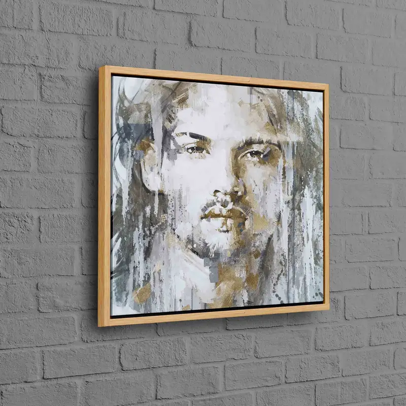 黄金の顔の抽象的なポートレート男性キャンバス プリント - エレガントなアート